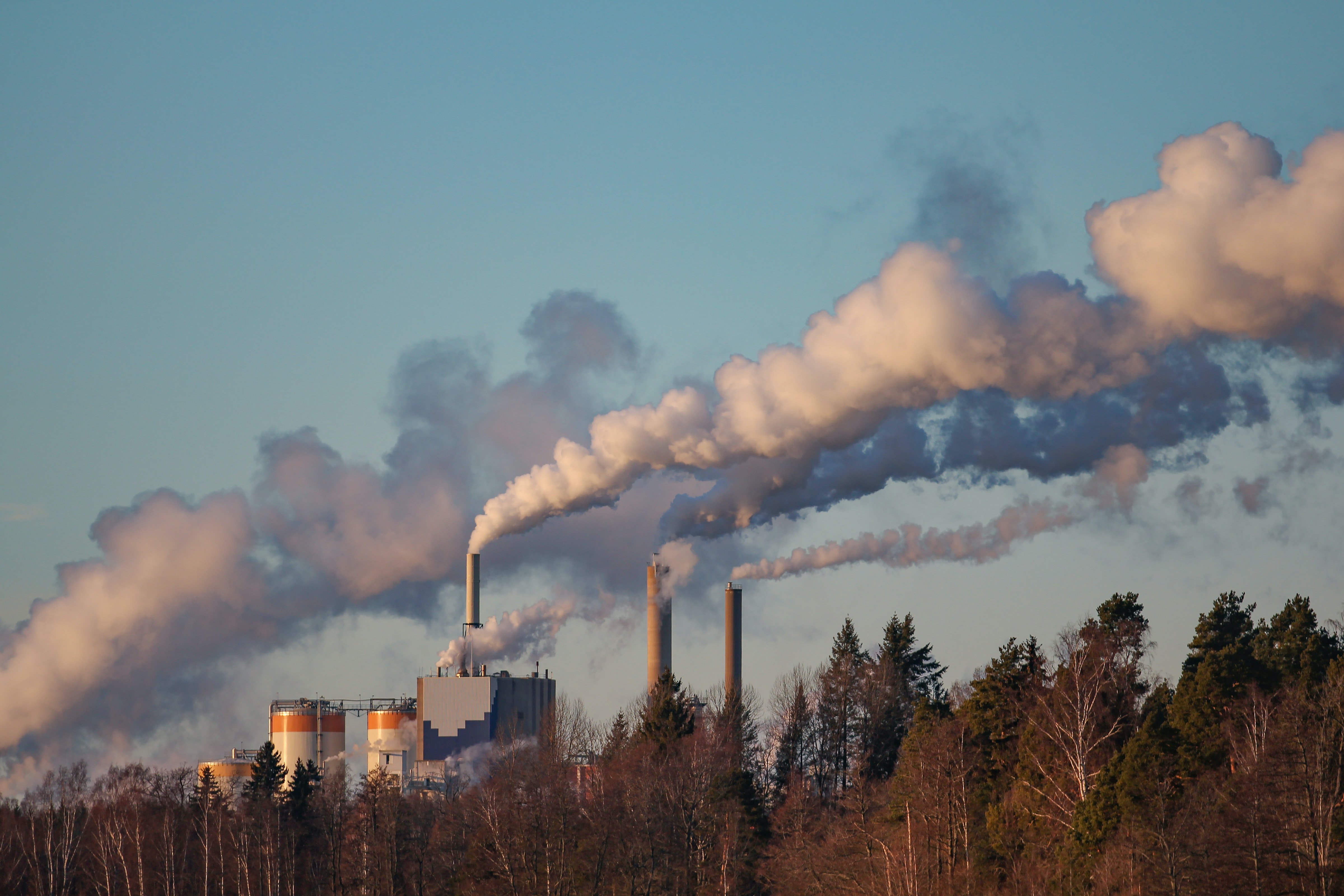 Smokestacks and clouds