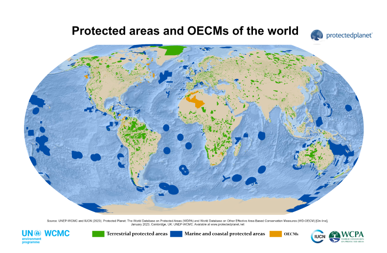 Protected areas map of the world, January 2023 - UNEP-WCMC (2023). 