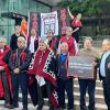 Gitxaała Nation members gathered outside the Vancouver courthouse, May 2023 (Photo: Alexis Stoymenoff)