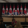 Parliament press conference with federal ministers announcing emissions cap